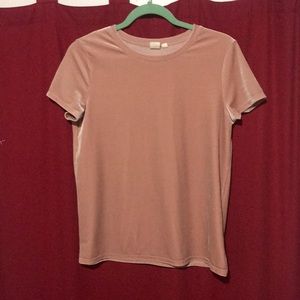 Pink velvet short sleeved top